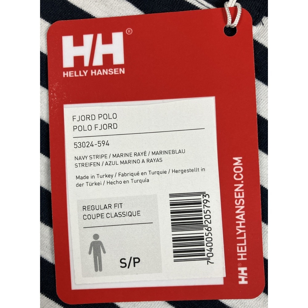 HELLY HANSEN FJORD POLO Shirt Navy Blue Stripe Men's Size Small NEW Regular Fit - Picture 4 of 9